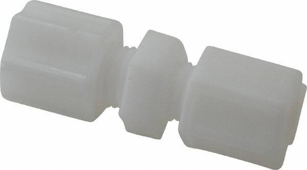 Made in USA - 1/4" Tube OD, Acetal/Celcon Plastic Compression Tube Union - 220°F Max, Plastic Grip - Industrial Tool & Supply