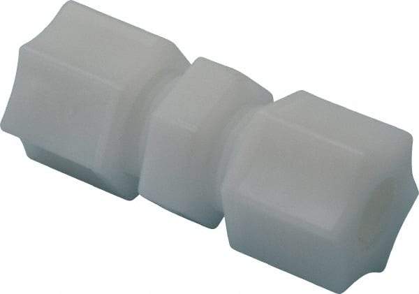Made in USA - 3/8" Tube OD, Acetal/Celcon Plastic Compression Tube Union - 220°F Max, Plastic Grip - Industrial Tool & Supply