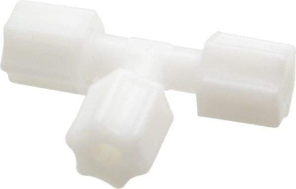 Made in USA - 1/4" Tube OD, Acetal/Celcon Plastic Compression Tube Union Tee - 220°F Max, Plastic Grip - Industrial Tool & Supply