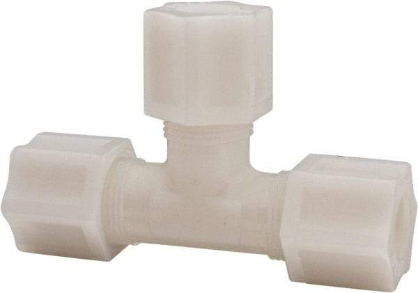 Made in USA - 1/2" Tube OD, Acetal/Celcon Plastic Compression Tube Union Tee - 220°F Max, Plastic Grip - Industrial Tool & Supply