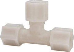 Made in USA - 1/2" Tube OD, Acetal/Celcon Plastic Compression Tube Union Tee - 220°F Max, Plastic Grip - Industrial Tool & Supply