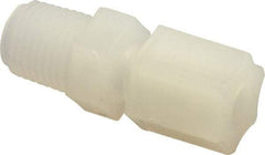 Made in USA - 1/4" Tube OD, Kynar Plastic Compression Tube Male Connector - 1/4 NPT Pipe, 275°F Max, Plastic Grip - Industrial Tool & Supply