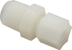 Made in USA - 3/8" Tube OD, Kynar Plastic Compression Tube Male Connector - 1/2 NPT Pipe, 275°F Max, Plastic Grip - Industrial Tool & Supply