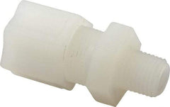 Made in USA - 1/2" Tube OD, Kynar Plastic Compression Tube Male Connector - 1/4 NPT Pipe, 275°F Max, Plastic Grip - Industrial Tool & Supply