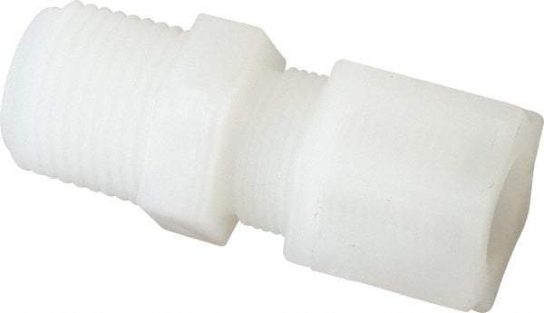 Made in USA - 1/2" Tube OD, Kynar Plastic Compression Tube Male Connector - 1/2 NPT Pipe, 275°F Max, Plastic Grip - Industrial Tool & Supply