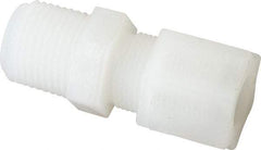 Made in USA - 1/2" Tube OD, Kynar Plastic Compression Tube Male Connector - 1/2 NPT Pipe, 275°F Max, Plastic Grip - Industrial Tool & Supply