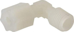 Made in USA - 1/4" Tube OD, Kynar Plastic Compression Tube Male Elbow - 1/4 NPT Pipe, 275°F Max, Plastic Grip - Industrial Tool & Supply