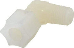 Made in USA - 3/8" Tube OD, Kynar Plastic Compression Tube Male Elbow - 1/4 NPT Pipe, 275°F Max, Plastic Grip - Industrial Tool & Supply