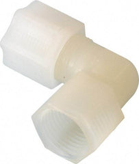 Made in USA - 1/2" Tube OD, Kynar Plastic Compression Tube Female Elbow - 1/2 NPT Pipe, 275°F Max, Plastic Grip - Industrial Tool & Supply