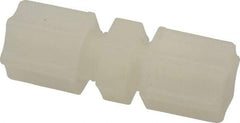 Made in USA - 1/4" Tube OD, Kynar Plastic Compression Tube Union - 275°F Max, Plastic Grip - Industrial Tool & Supply