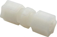 Made in USA - 1/2" Tube OD, Kynar Plastic Compression Tube Union - 275°F Max, Plastic Grip - Industrial Tool & Supply