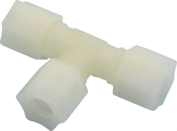 Made in USA - 1/2" Tube OD, Kynar Plastic Compression Tube Union Tee - 275°F Max, Plastic Grip - Industrial Tool & Supply
