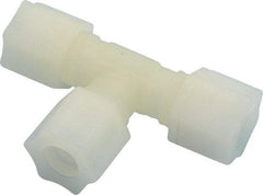 Made in USA - 1/2" Tube OD, Kynar Plastic Compression Tube Union Tee - 275°F Max, Plastic Grip - Industrial Tool & Supply