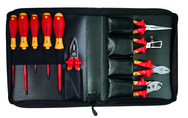 10 Piece - Insulated Pliers; Cutters; Wire Stripper; Slotted & Phillips Screwdrivers in Zipper Case - Industrial Tool & Supply