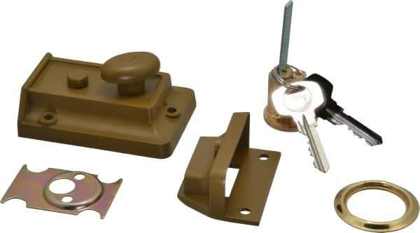 Yale - 1-1/8 to 2-1/4" Door Thickness, US3/Bright Brass Finish, Latch Deadbolt - Rim Cylinder - Industrial Tool & Supply