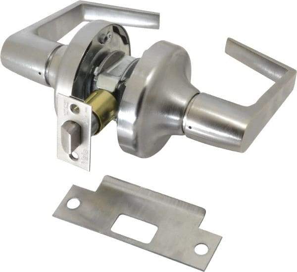 Yale - Grade 2 Passage Lever Lockset - 2-3/4" Back Set, 6 Pin Para Keyway Cylinder, US26D/Satin Chrome Plated Finish - Industrial Tool & Supply