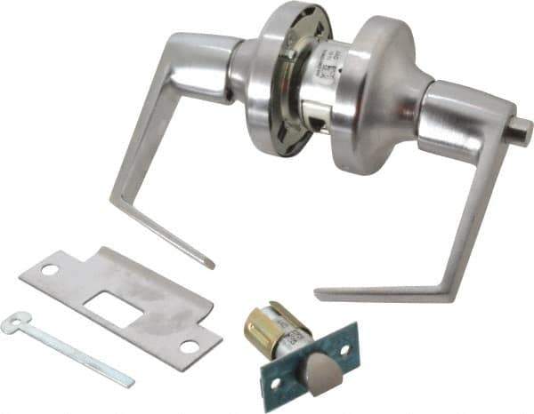 Yale - Grade 2 Privacy Lever Lockset - 2-3/4" Back Set, 6 Pin Para Keyway Cylinder, US26D/Satin Chrome Plated Finish - Industrial Tool & Supply
