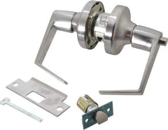 Yale - Grade 2 Privacy Lever Lockset - 2-3/4" Back Set, 6 Pin Para Keyway Cylinder, US26D/Satin Chrome Plated Finish - Industrial Tool & Supply