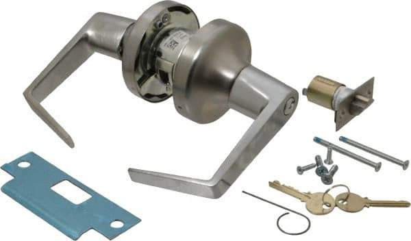 Yale - Grade 2 Storeroom Lever Lockset - 2-3/4" Back Set, 6 Pin Para Keyway Cylinder, US26D/Satin Chrome Plated Finish - Industrial Tool & Supply