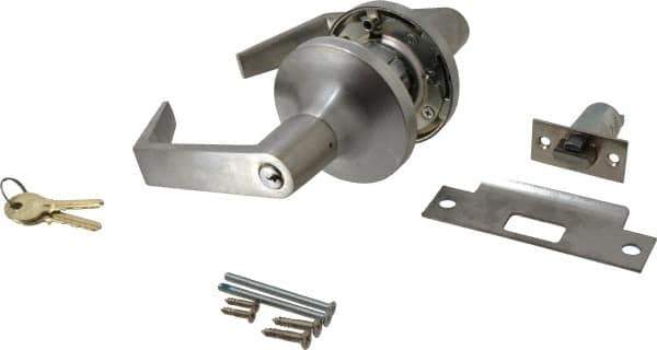 Yale - Grade 1 Entrance Lever Lockset - 2-3/4" Back Set, 6 Pin Para Keyway Cylinder, US26D/Satin Chrome Plated Finish - Industrial Tool & Supply