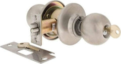 Yale - 1-3/8" Door Thickness, Stainless Steel Entrance Knob Lockset - 2-3/4" Back Set, 2 Cylinder - Industrial Tool & Supply