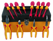 12 Piece - Insulated Pliers; Cutters; Slotted & Phillips Screwdrivers; Nut Drivers in Tool Box - Industrial Tool & Supply