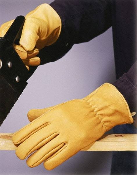 PIP - Size M (8) Grain Goatskin General Protection Work Gloves - For Work & Driver, Uncoated, Slip-On Cuff, Full Fingered, Tan, Paired - Industrial Tool & Supply
