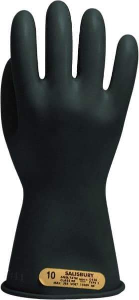 Salisbury by Honeywell - Class 00, Size XL (10), 11" Long, Rubber Lineman's Glove - 500 AC Max Use Voltage, 2,500 AC Test Voltage, Black, ASTM D120 - Industrial Tool & Supply