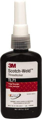 3M - 50 mL Bottle, Red, High Strength Liquid Threadlocker - Series TL71, 24 hr Full Cure Time, Hand Tool, Heat Removal - Industrial Tool & Supply