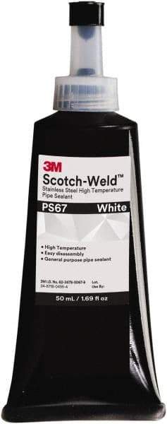 3M - 50 mL Tube White Pipe Sealant - Dimethacrylate, 400°F Max Working Temp, For Seal Hydraulic & Pneumatic Pipes & Fittings - Industrial Tool & Supply