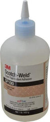 3M - 1 Lb Bottle Clear Instant Adhesive - Series SF100, 3 to 30 sec Working Time, 24 hr Full Cure Time, Bonds to Cardboard, Ceramic, Fabric, Fiberglass, Foam, Glass, Leather, Metal, Paper, Plastic, Rubber, Vinyl & Wood - Industrial Tool & Supply