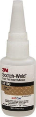3M - 0.71 oz Bottle Clear Instant Adhesive - Series SF100, 3 to 30 sec Working Time, 24 hr Full Cure Time, Bonds to Cardboard, Ceramic, Fabric, Fiberglass, Foam, Glass, Leather, Metal, Paper, Plastic, Rubber, Vinyl & Wood - Industrial Tool & Supply