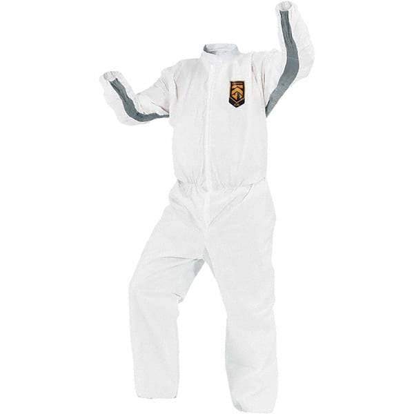 KleenGuard - Size 4XL SMS General Purpose Coveralls - White, Zipper Closure, Elastic Cuffs, with Boots, Serged Seams - Industrial Tool & Supply
