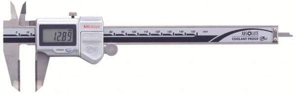 Mitutoyo - 0 to 150mm Range, 0.01mm Resolution, IP67 Electronic Caliper - Stainless Steel with 40mm Stainless Steel Jaws, 0.05mm Accuracy, SPC Output - Industrial Tool & Supply