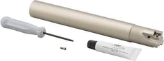 Iscar - 1" Cut Diam, 0.315" Max Depth of Cut, 1" Shank Diam, 7.87" OAL, Indexable Square Shoulder Helical End Mill - Cylindrical Shank, 90° Lead Angle, Through Coolant, Series Helitang - Industrial Tool & Supply