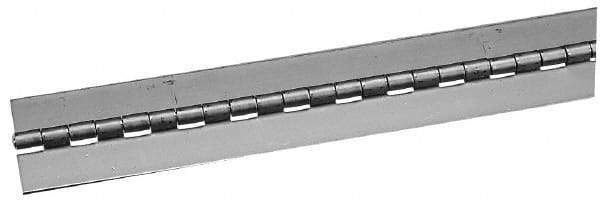 Made in USA - 96" Long x 3" Wide, 2" Knuckle, Steel Continuous Hinge - 3/8" Pin Diam, 0.12" Thick without Holes - Industrial Tool & Supply
