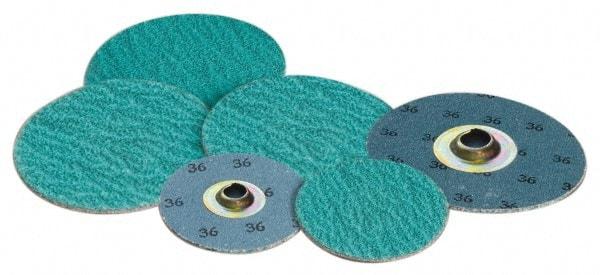 Standard Abrasives - 1" Disc Diam, 36 Grit, Zirconia Alumina Quick Change Disc - Type S Attaching System, Coated, Green, Very Coarse Grade - Industrial Tool & Supply