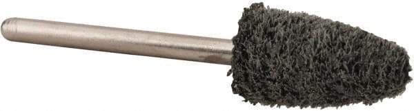 Standard Abrasives - 3/8" Head Diam x 3/4" Thickness, B52, Pointed End, Aluminum Oxide Mounted Point - Black, Fine Grade, 45,300 RPM - Industrial Tool & Supply