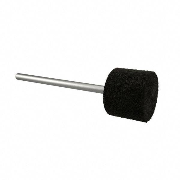Standard Abrasives - 1/2" Head Diam x 1/2" Thickness, W185, Cylinder End, Aluminum Oxide Mounted Point - Black, Fine Grade, 34,500 RPM - Industrial Tool & Supply