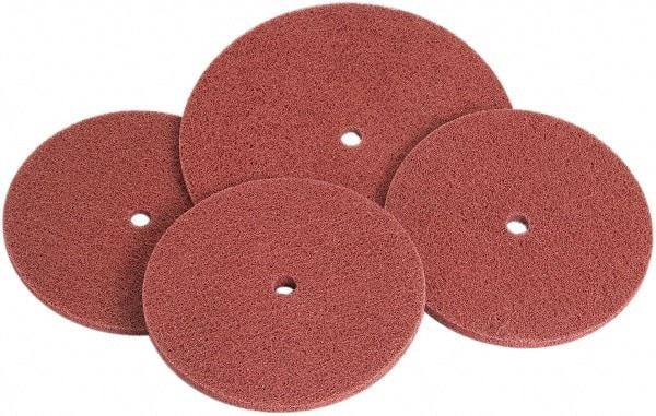 Standard Abrasives - 10" Very Fine Grade Aluminum Oxide Deburring Disc - 1/2" Center Hole, Arbor Connection, Red, 2,000 Max RPM - Industrial Tool & Supply