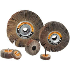 Standard Abrasives - 1" Diam x 1" Face Width, Medium Aluminum Oxide Coated Mounted Flap Wheel - 1/4-20 Threaded Mount, 60 Grit, 30,000 Max RPM - Industrial Tool & Supply
