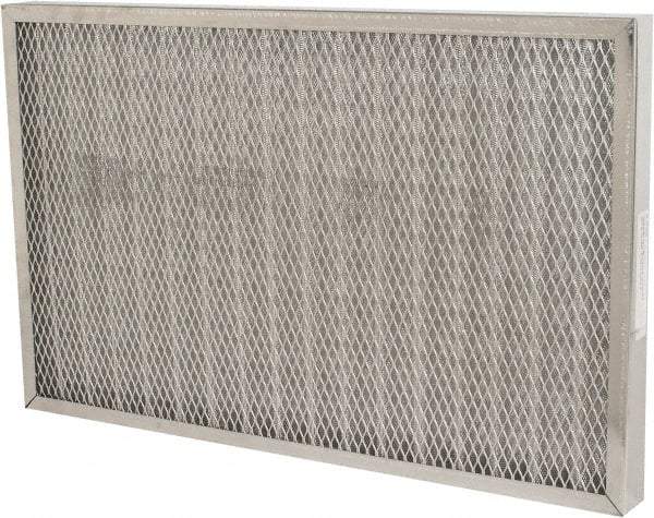 Made in USA - 16" Noml Height x 25" Noml Width x 2" Noml Depth, 76% Capture Efficiency, Permanent Air Filter - MERV 7, Aluminum Cloth & Mesh, Integrated Aluminum Frame, 300 Max FPM, 640 CFM, For Any Unit - Industrial Tool & Supply