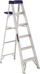 Louisville - 5 Steps, 6' High, Type I Rating, Aluminum Step Ladder - Industrial Tool & Supply