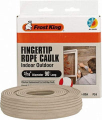 Frost King - 90' Long, Rope Caulk Weatherstripping - Gray - Industrial Tool & Supply