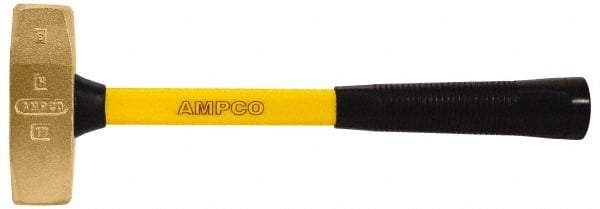 Ampco - 3 Lb Aluminum Bronze Nonsparking Double Face Engineer's Hammer - 15" OAL, Fiberglass Handle - Industrial Tool & Supply