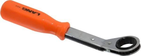 Lang - 7/8" 12 Point Reversible Ratcheting Offset Box Wrench - Single End, 9" OAL, Steel - Industrial Tool & Supply