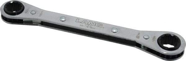 Lang - 1/2" x 9/16" 12 Point Ratcheting Box Wrench - Double End, 6-7/8" OAL, Steel - Industrial Tool & Supply