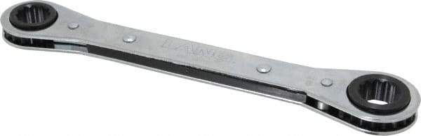 Lang - 9/16" x 5/8" 12 Point Ratcheting Box Wrench - Double End, 8-1/8" OAL, Steel - Industrial Tool & Supply