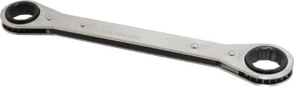 Lang - 19mm x 21mm 12 Point Ratcheting Box Wrench - Double End, 9-1/4" OAL, Steel - Industrial Tool & Supply