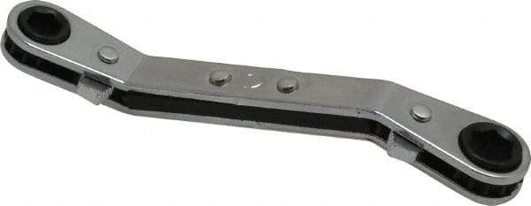 Lang - 1/4" x 5/16" 6 Point Reversible Ratcheting Offset Box Wrench - Double End, 4-1/4" OAL, Steel, 25° Offset - Industrial Tool & Supply